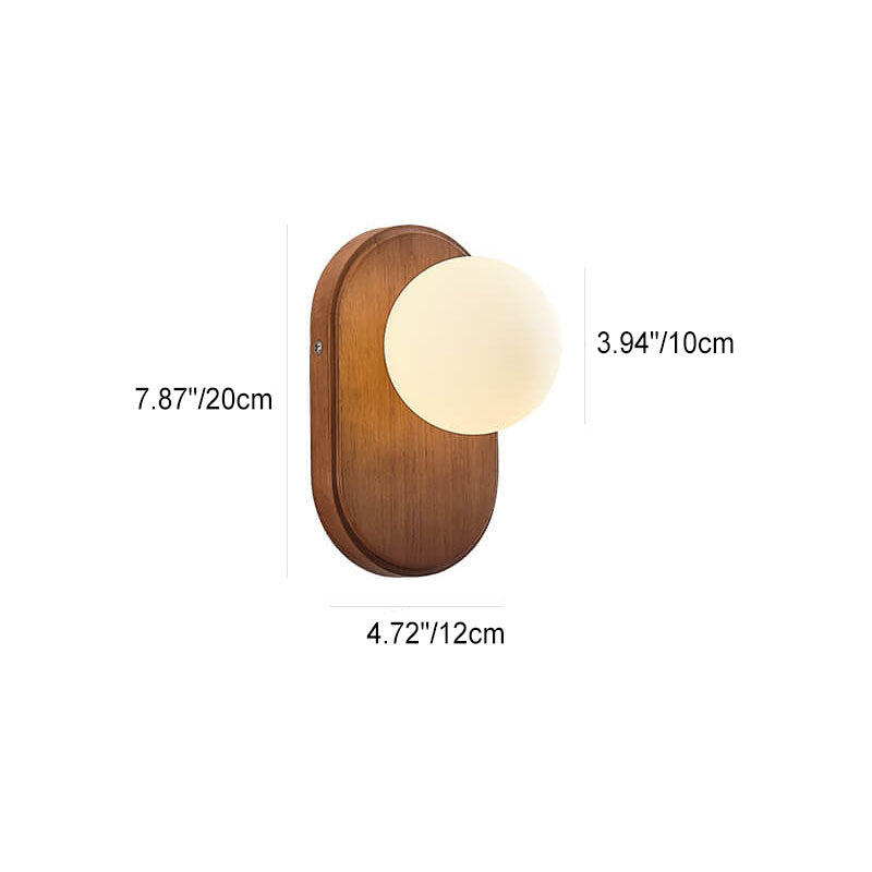 Oval Orb Solid Wood Wall Lamp