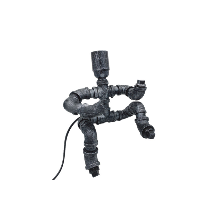 Iron Water Pipe Robot Table Lamp