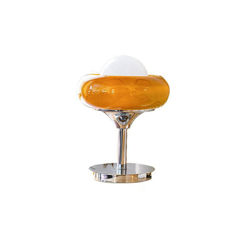 Silver Finish Frame Custard Table Lamp