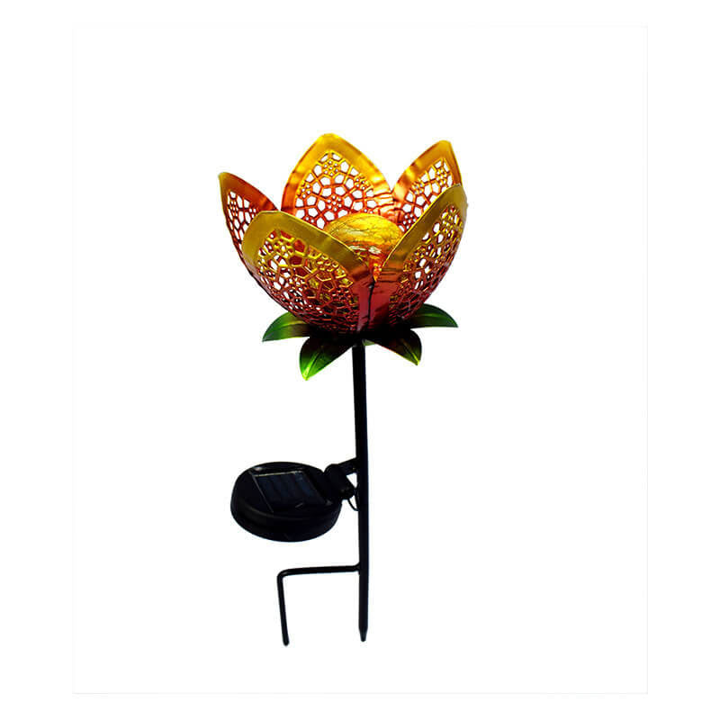 Wrought-Iron Hollow Petals Ground Outdoor Light