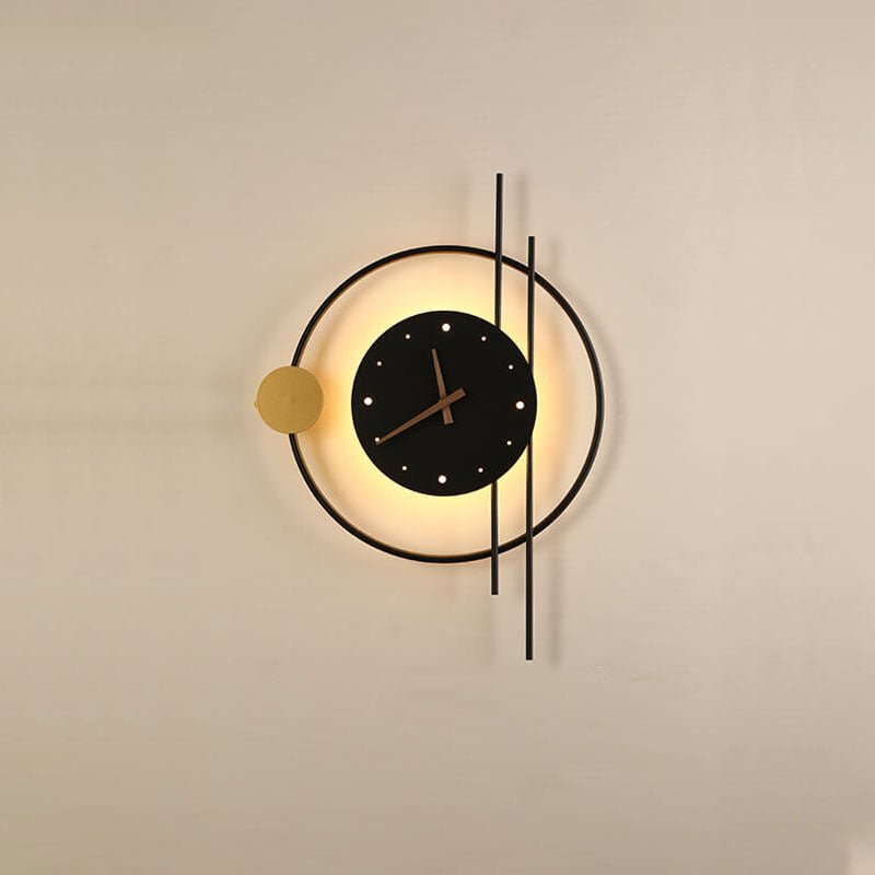Iron Clock Wall Lamp