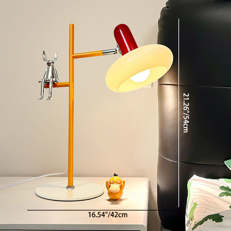 Round Glass Iron Rabbit Table Lamp