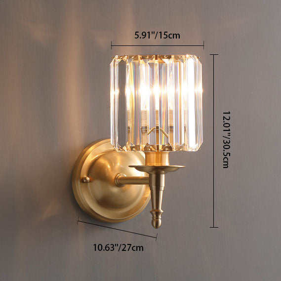 Crystal Copper Cylinder Wall Lamp