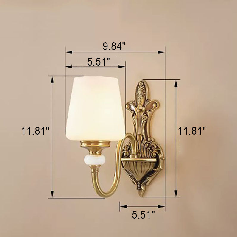 Jade Glass Brass Cone Wall Lamp
