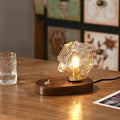 Walnut Irregularly Glass Lampshade Table Lamp