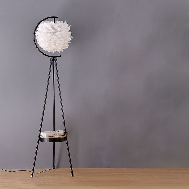 Iron Feather Tripod Bedroom Floor Lamp
