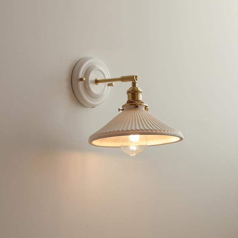 Round Ceramic Brass Living Wall Lamp
