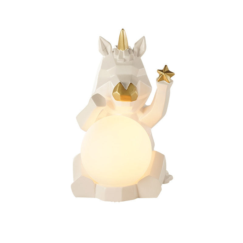 Resin Unicorn Glass Kids Table Lamp