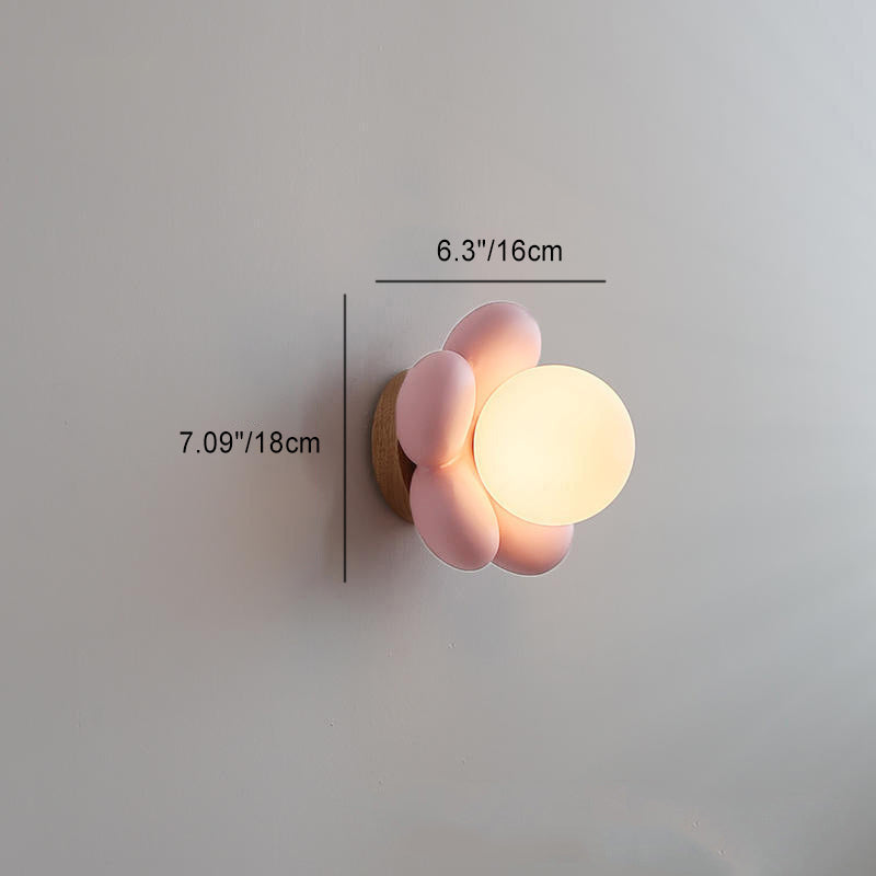 Flower Shaped Ceramic Wood Wall Lamp