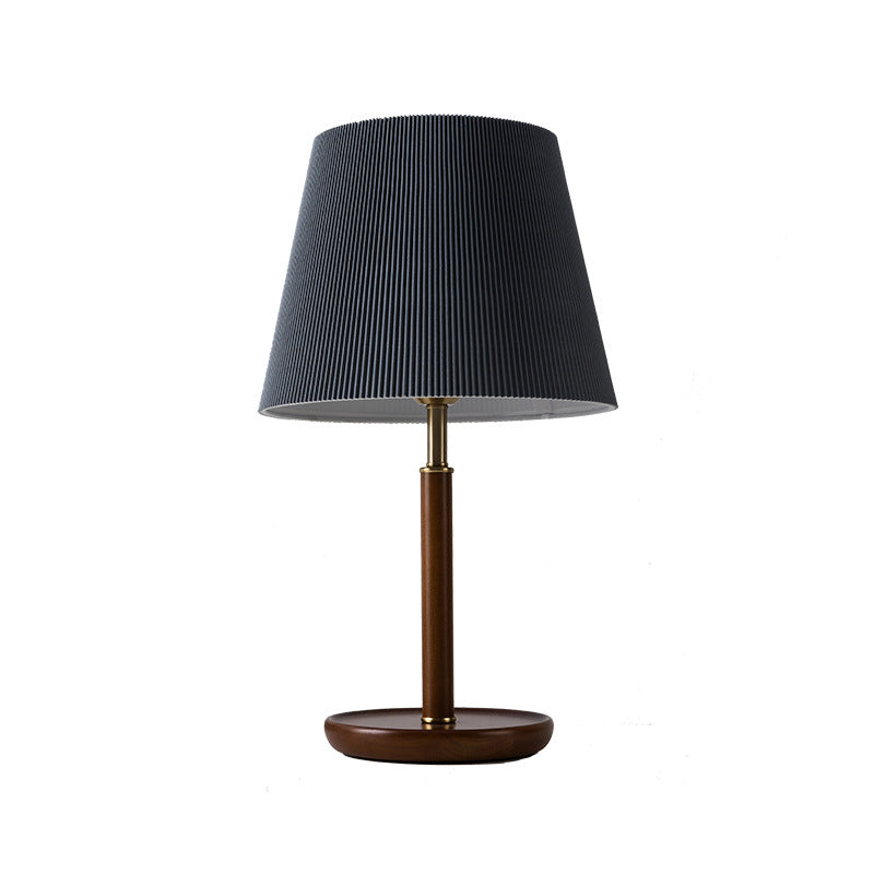Pleated Fabric Wooden Bedroom Table Lamp