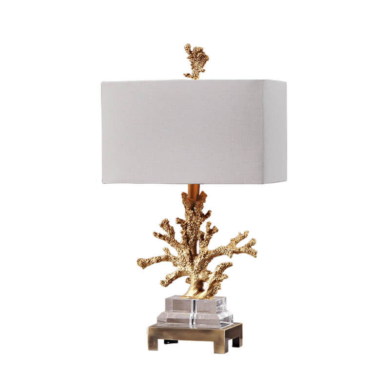 Linen Resin Crystal Coral Table Lamp