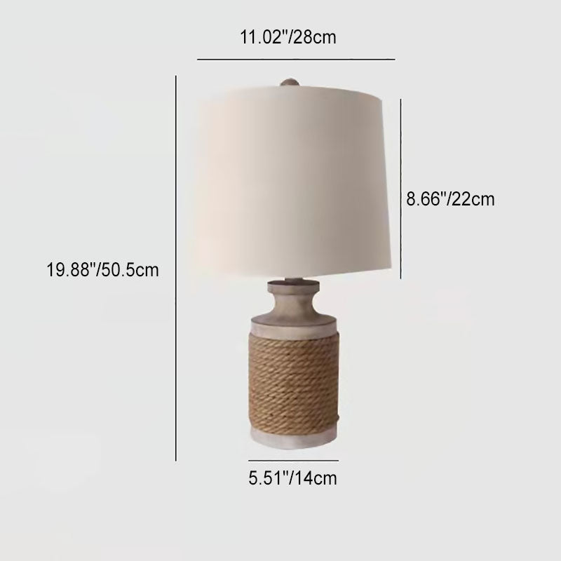 Hemp Rope Wood Fabric Table Lamp