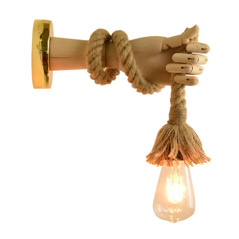 Hand Shape Arm Hemp Wall Lamp