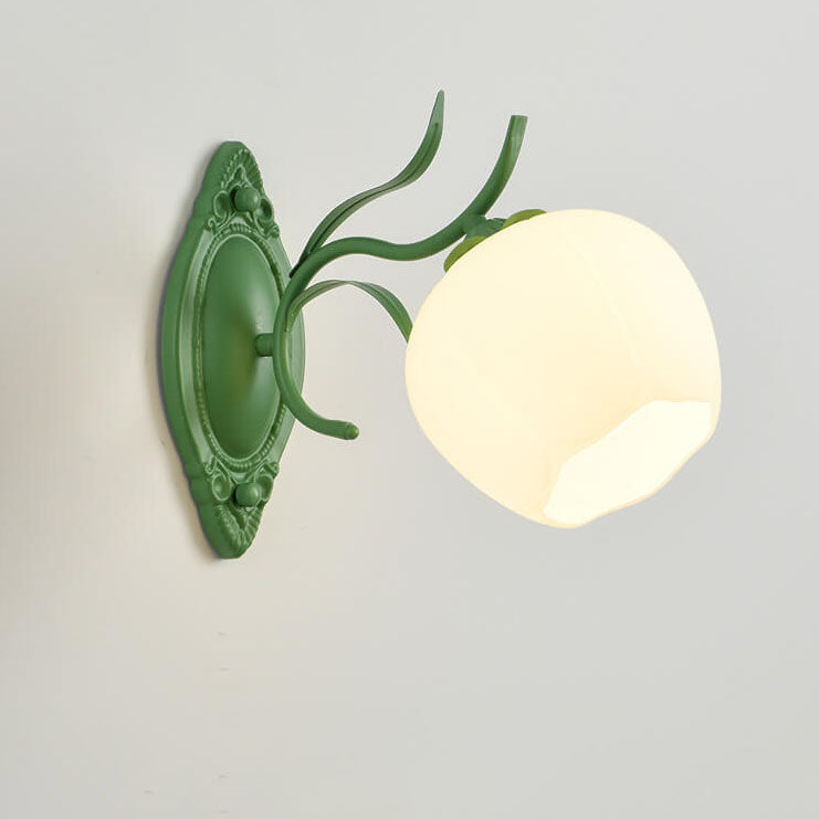 Floral Glass Round 1/2 Wall Lamp