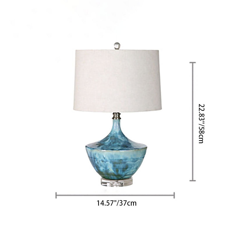 Fabric Ceramic Jar Study Table Lamp