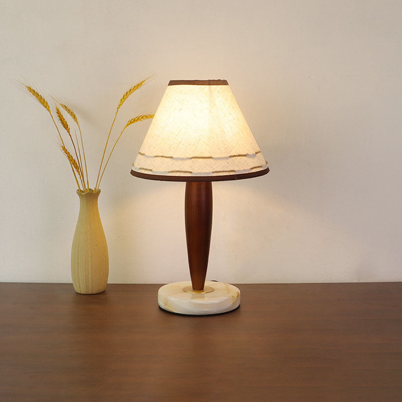Tapered Marble Solid Wood Table Lamp