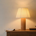 Pleated Fabric Column Wood Table Lamp