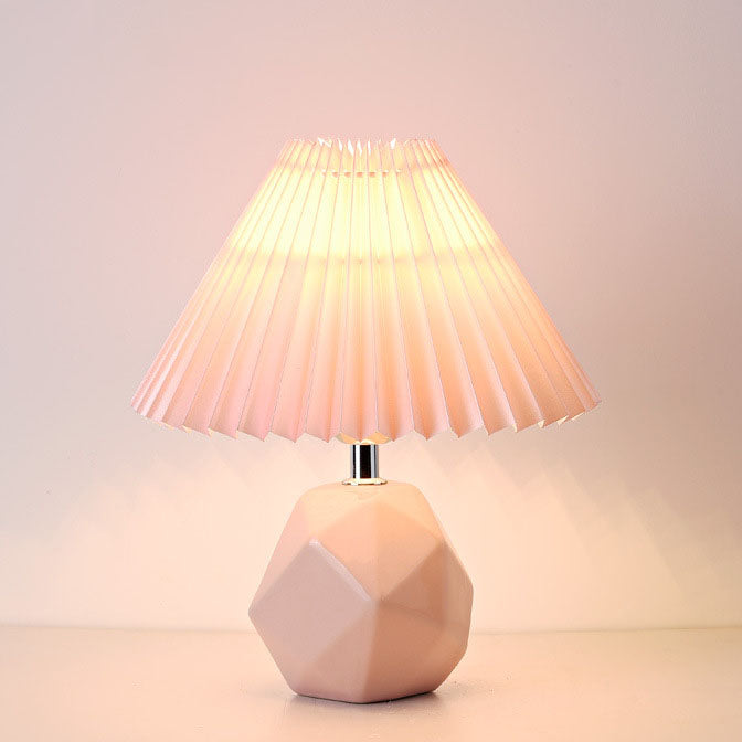 Pleated Fabric Imitation Stone Table Lamp