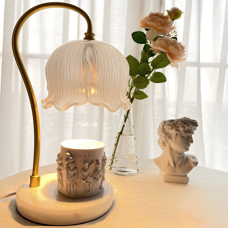 Flower Glass Marble Melting Table Lamp