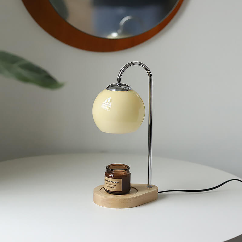 Solid Wood Candle Spherical Table Lamp