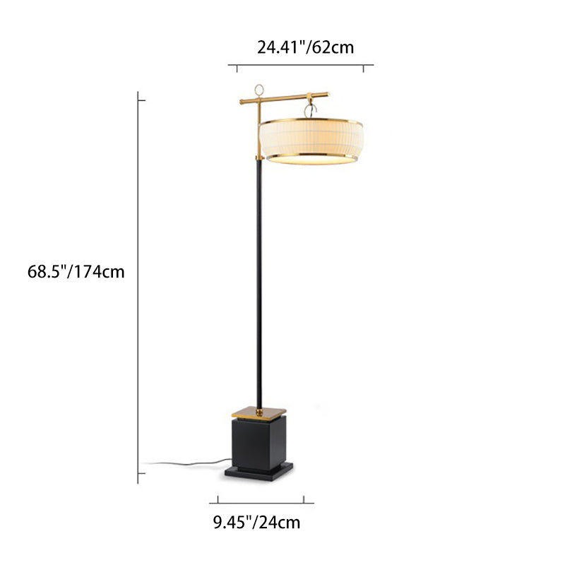 Fabric Pleated Lantern Hardware Floor Lamp