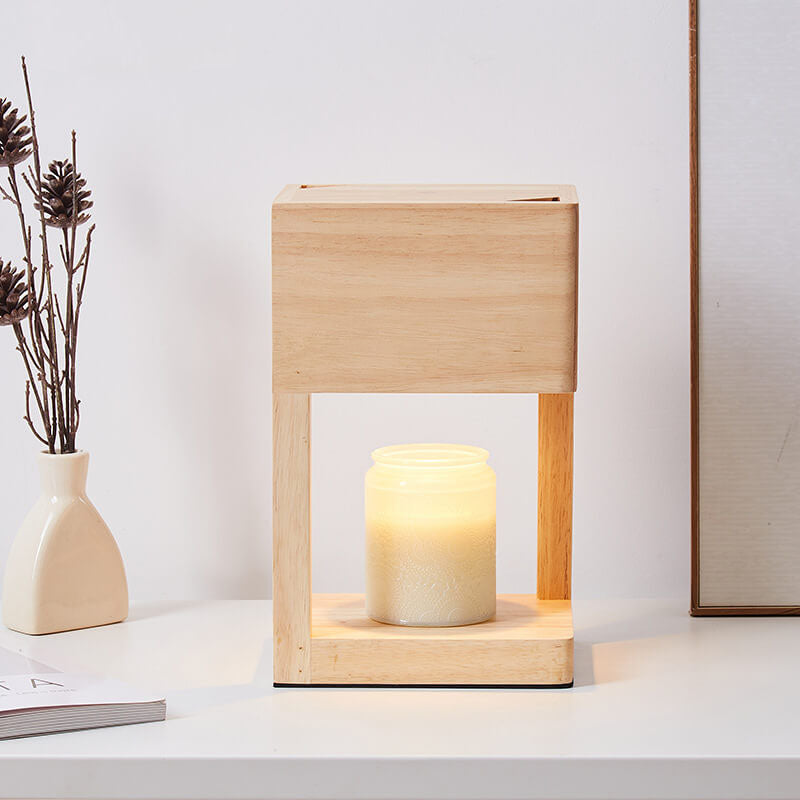 Minimal Rectangular Wooden Melting Table Lamp