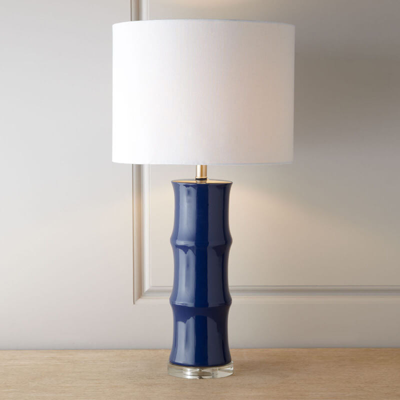 Blue White Ceramic Linen Table Lamp