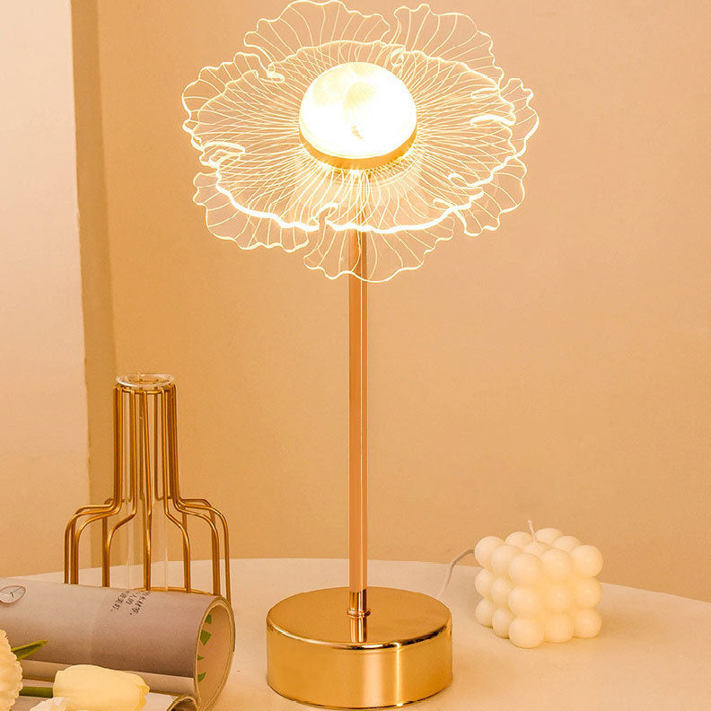 Acrylic Flower Butterfly Gold Table Lamp