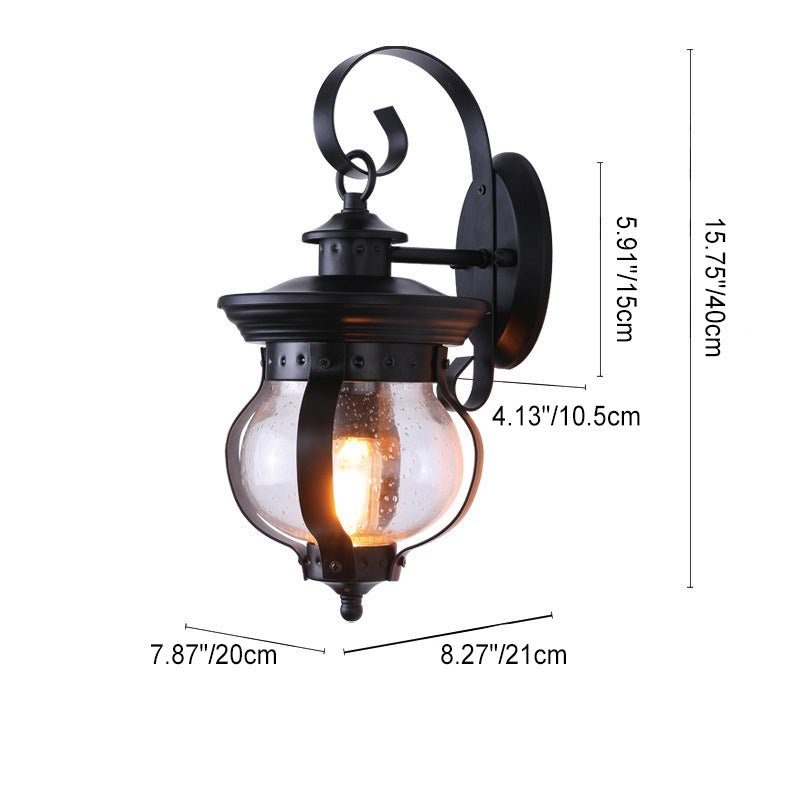 Iron Glass Gourd Shape Outdoor Light