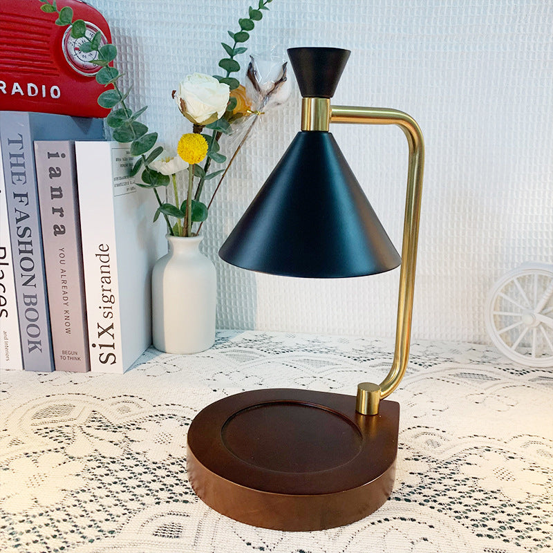 Iron Conical Wooden Melting Table Lamp