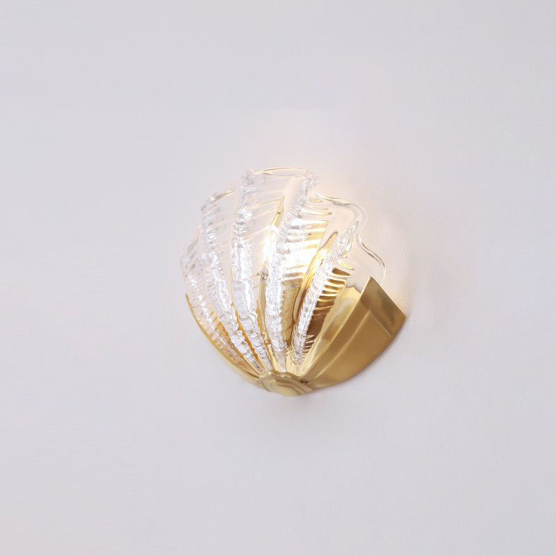 Shell Brass Glass Living Wall Lamp
