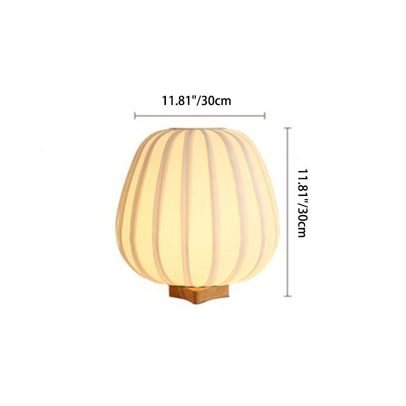 Pleated Oval Wooden Fabric Table Lamp