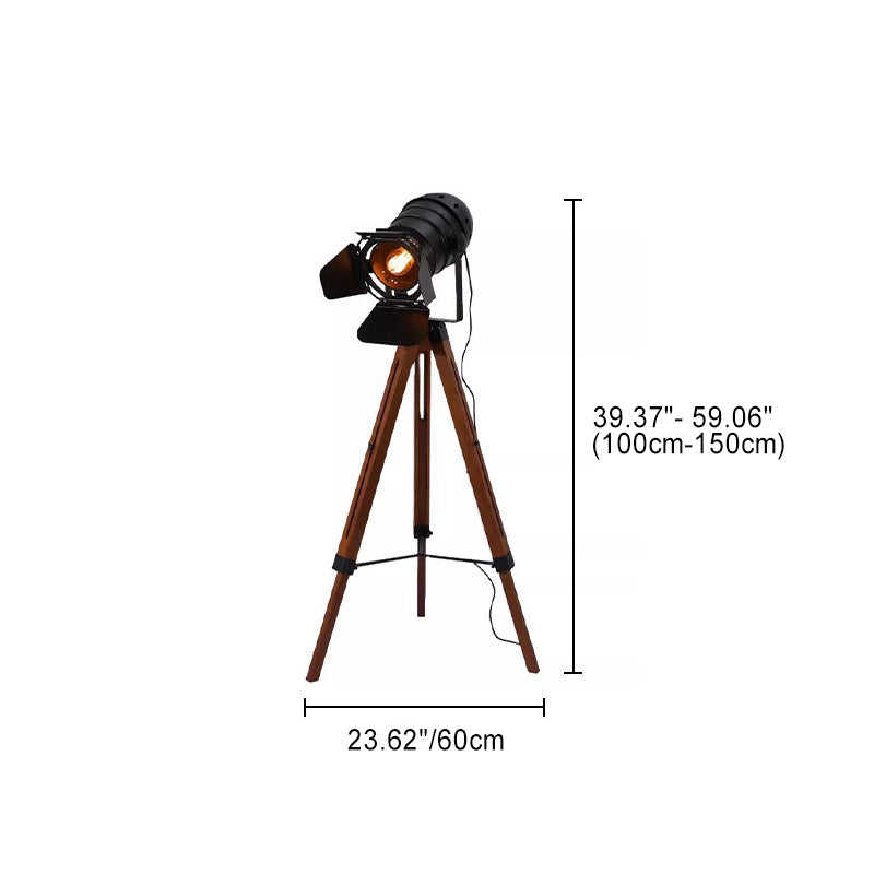 Tripod Camera Wooden Iron Floor Lamp