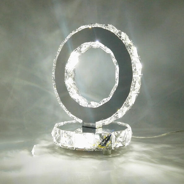Crystal Round Stainless Steel Table Lamp