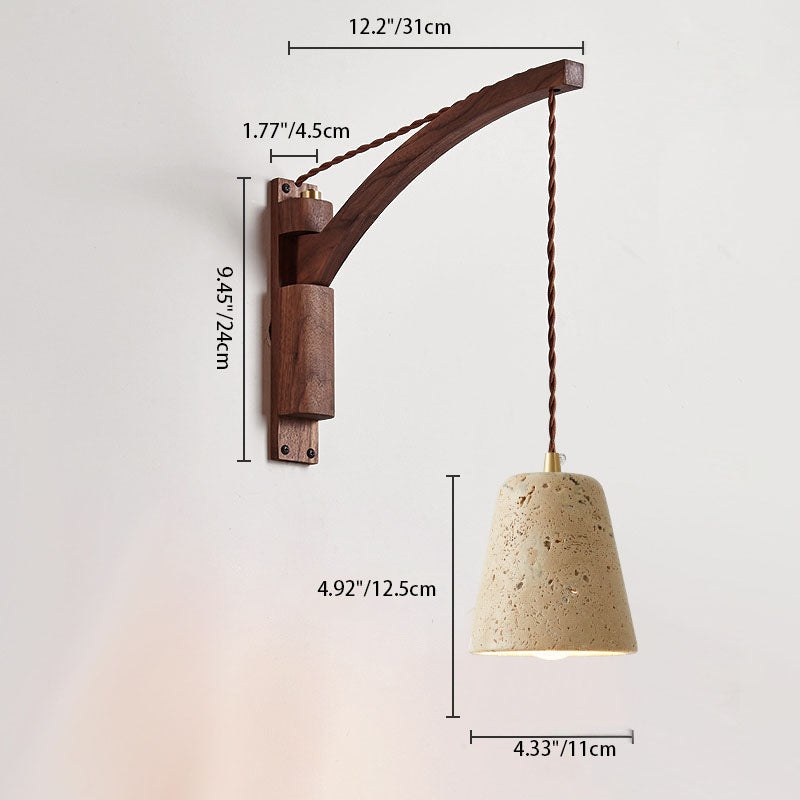 Solid Wood Glass Horn Wall Lamp