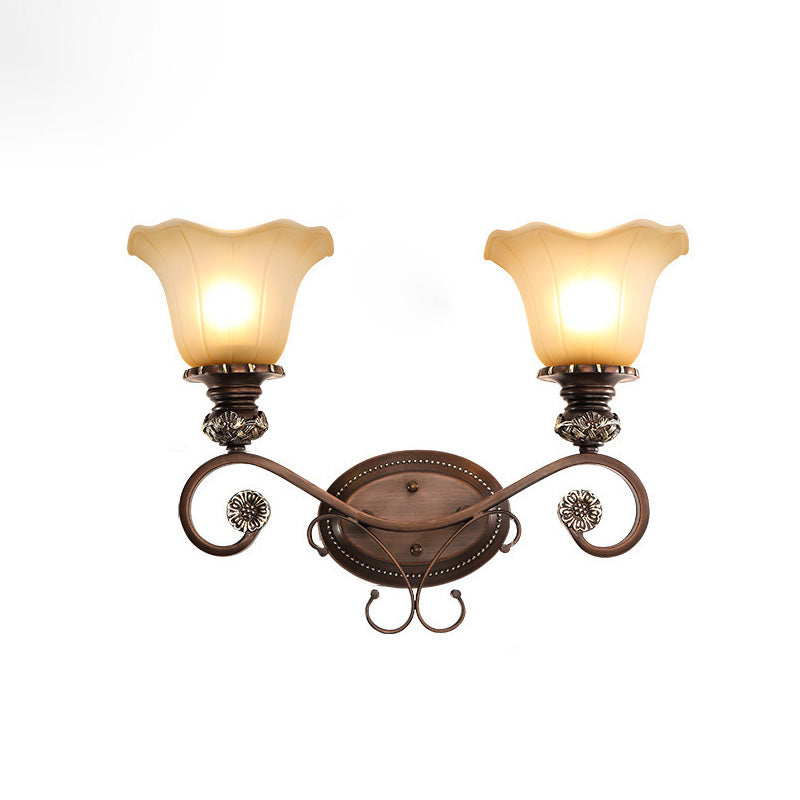 Frosted Glass Flower Iron Wall Lamp