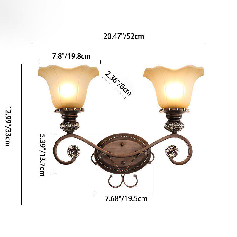 Frosted Glass Flower Iron Wall Lamp