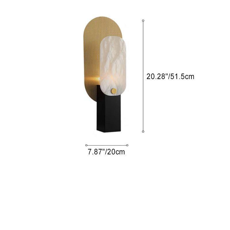 Rounded Rectangle Marble Metal Table Lamp