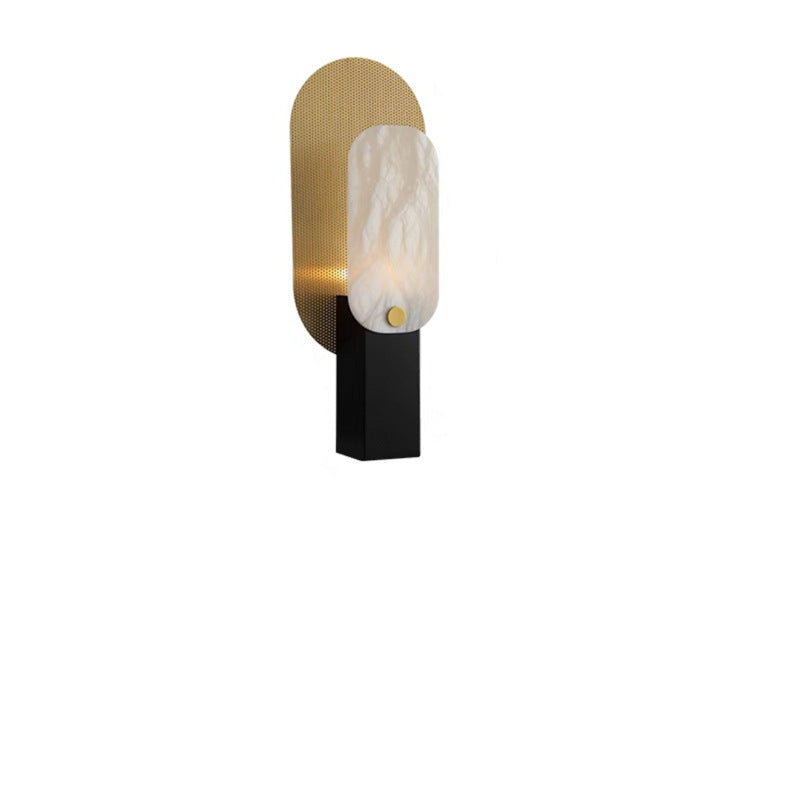 Rounded Rectangle Marble Metal Table Lamp