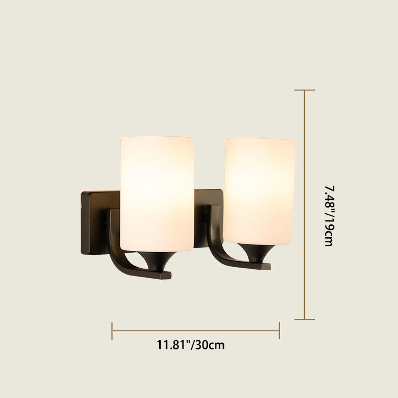 Cylinder Iron Glass 1/2 Wall Lamp