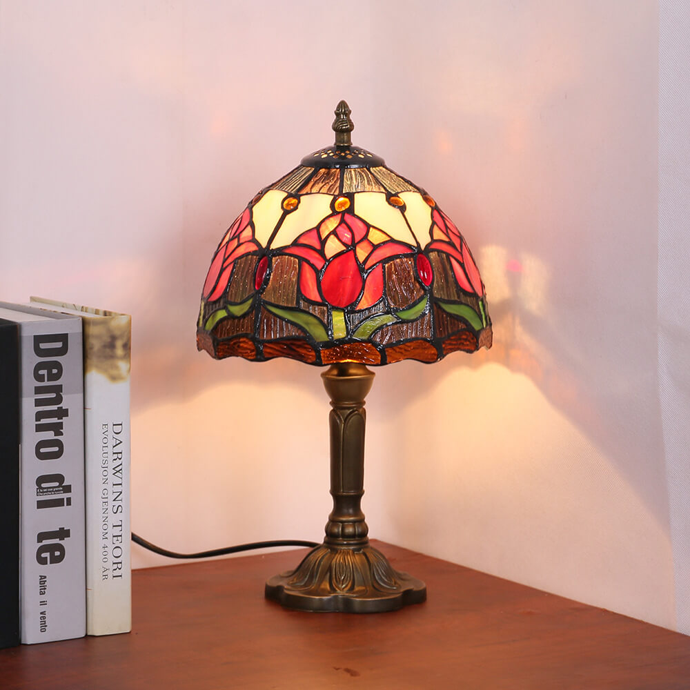 Tulip Stained Glass Round Table Lamp