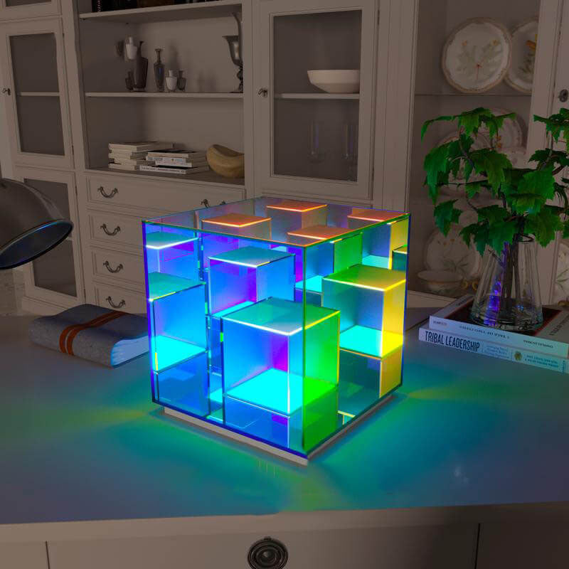 Acrylic RGB Line Rubik's Table Lamp