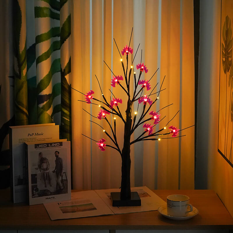 Halloween Tree Pumpkin Bats Table Lamp