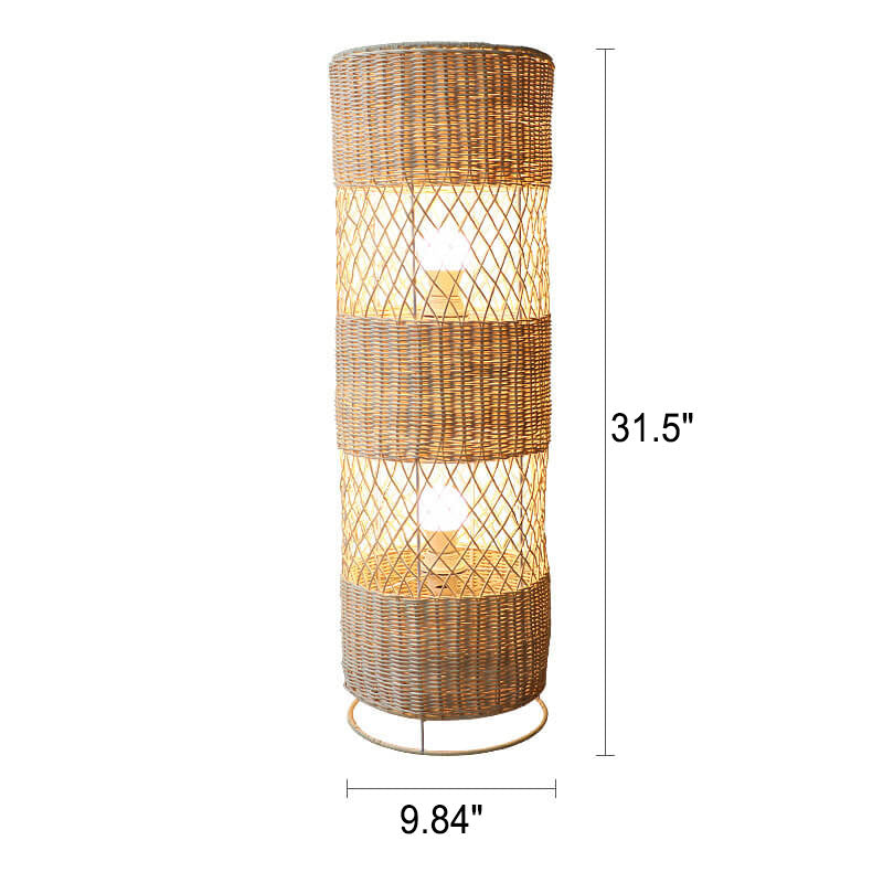 Rattan Weaving Round Column Floor Lamp