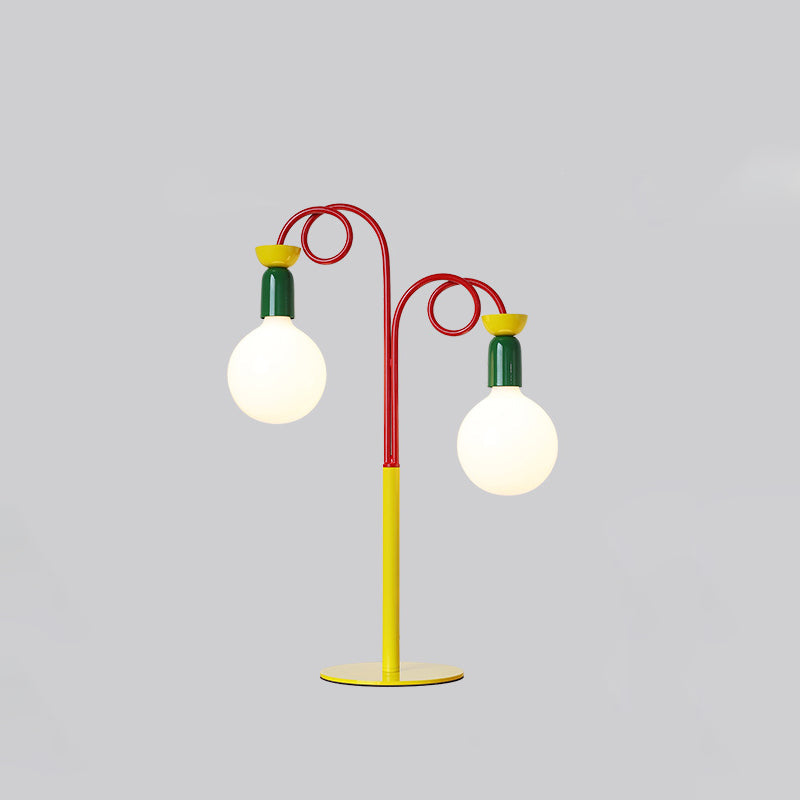 Curved Pole Round Ball Table Lamp