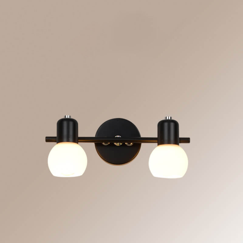 White Glass Dome Vanity 2-Light Wall Lamp