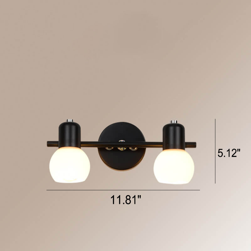 White Glass Dome Vanity 2-Light Wall Lamp