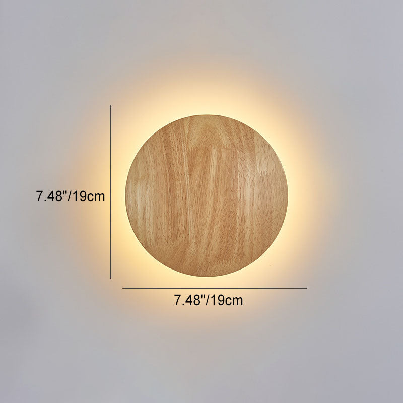 Round Irregular Oval Wood Wall Lamp