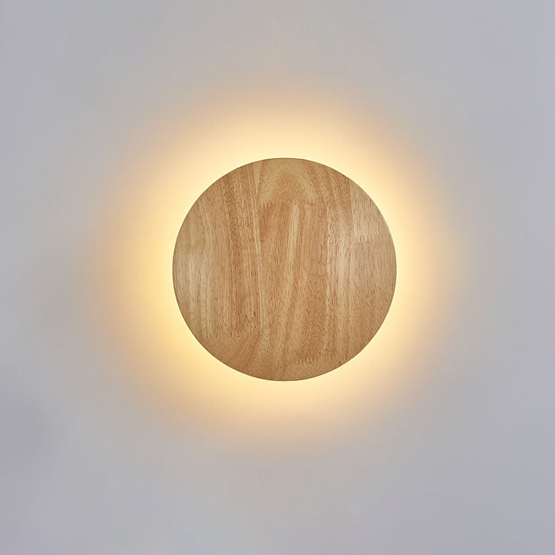 Round Irregular Oval Wood Wall Lamp