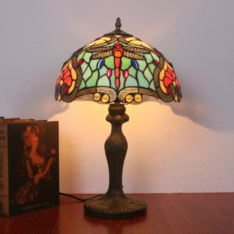 Alloy Colored Dragonfly Peach Table Lamp